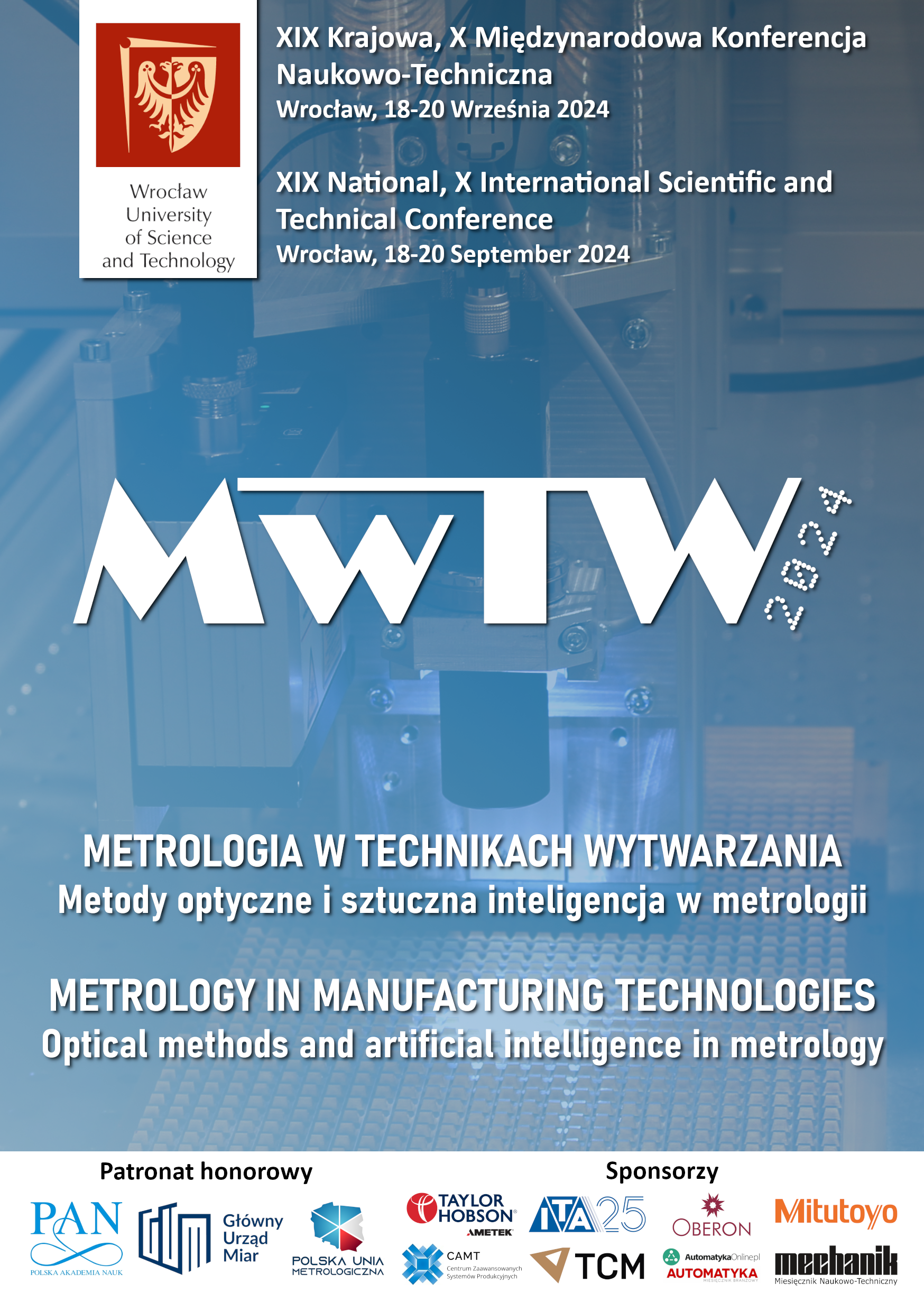Book of abstracts MwTW 2024 - Metrology in Manufacturing Technologies, Oficyna Wydawnicza PWr